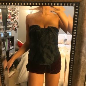 Bebe Black Satin Bustier Top
